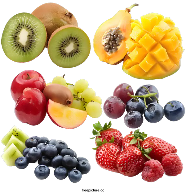 [Transparent Background PNG]Fresh and Colorful Fruit Collage