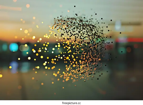 Abstract Blurred Background with Lights and Dots