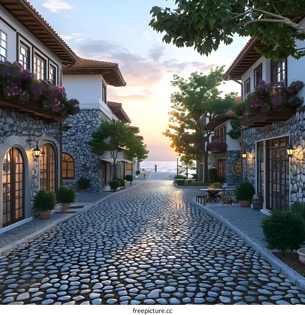 A beautiful narrow street in a Mediterranean village