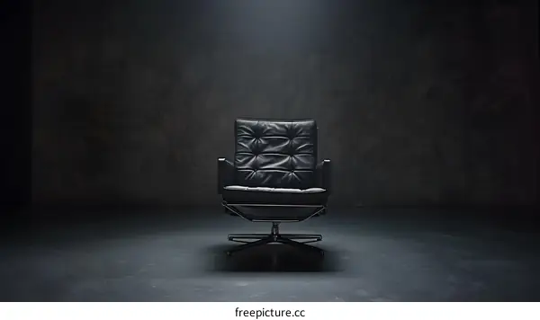 Black Leather Chair In A Dark Room