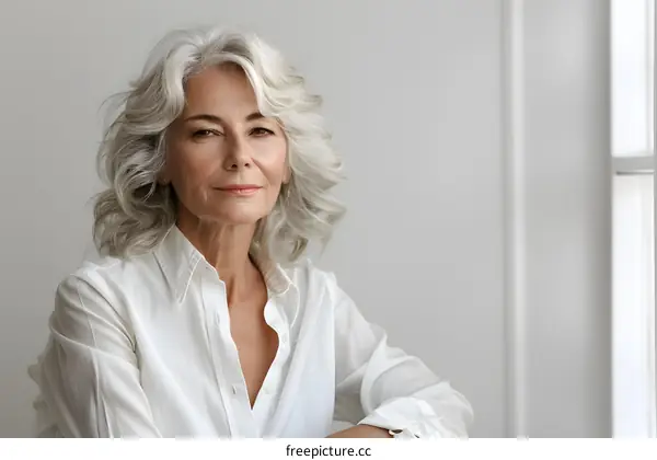 portrait of a beautiful elderly woman with gray hair