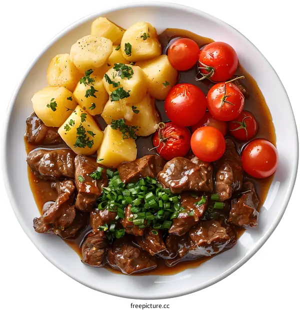 Beef stew with potatoes and tomatoes