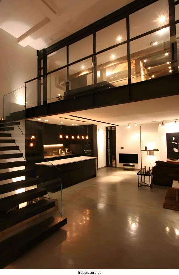 Modern Loft Apartment Interior Design with Open Floor Plan