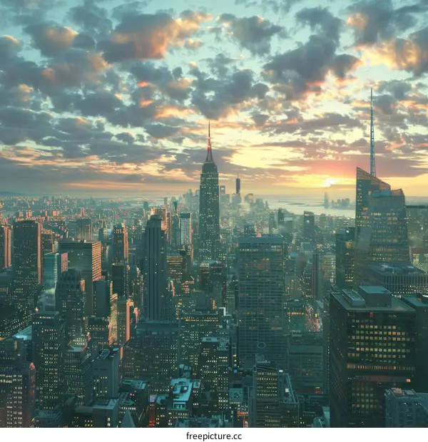 New York City Skyline at Sunset