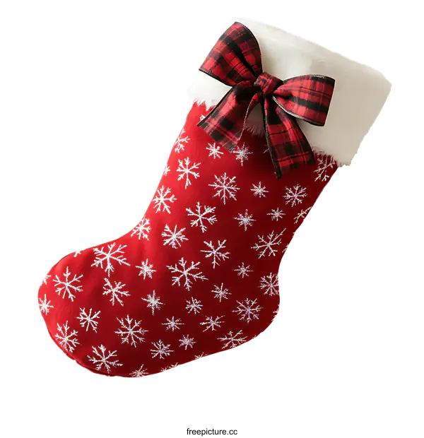 [Transparent Background PNG]Christmas Stocking with Snowflake Design