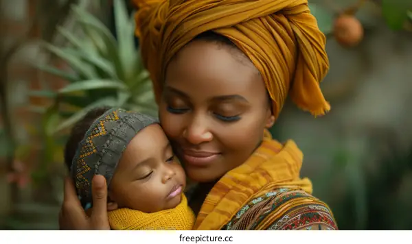 Mother and Baby Love African Family Portrait
