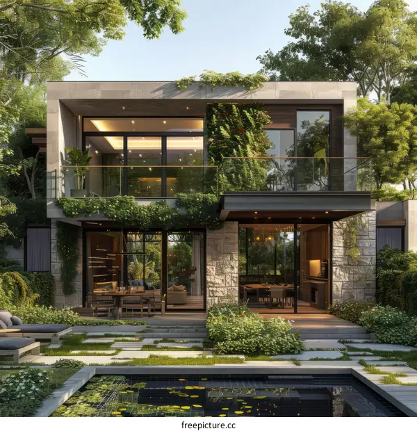 Modern luxury house with natural elements