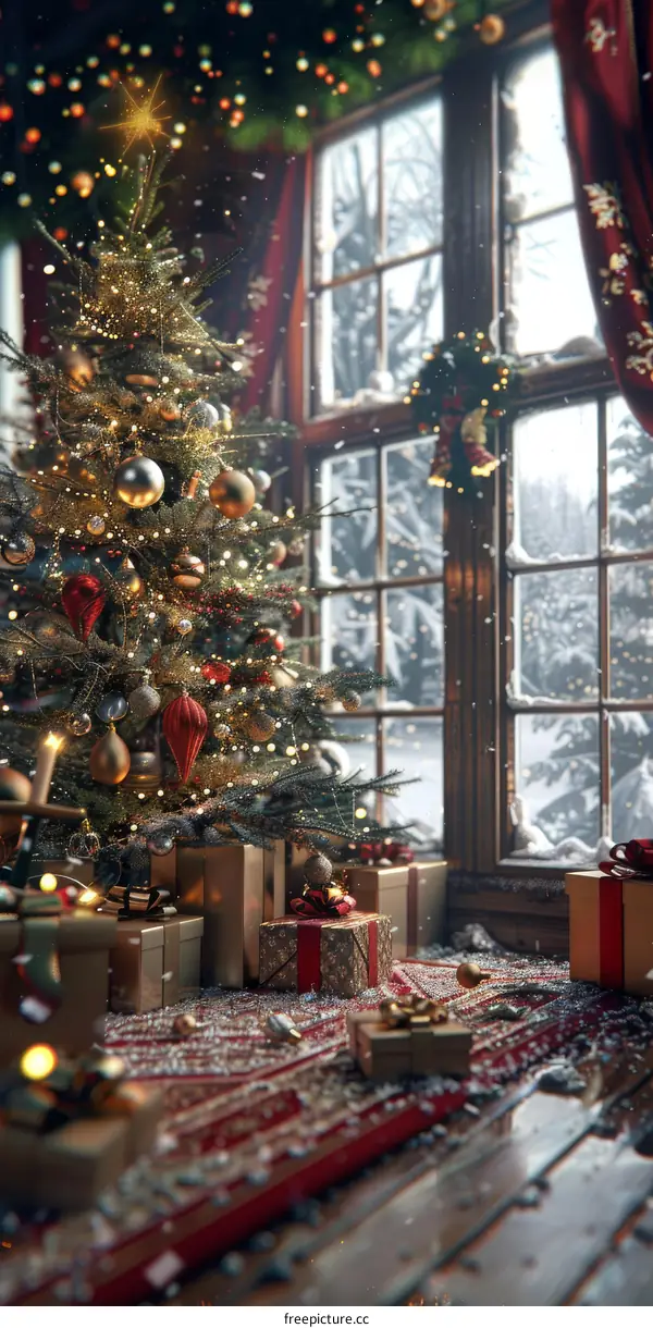 Christmas Tree with Festive Decorations