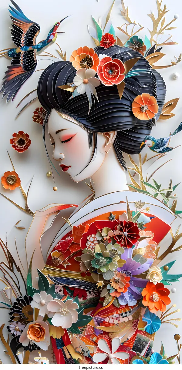 Geisha in a Floral Paradise