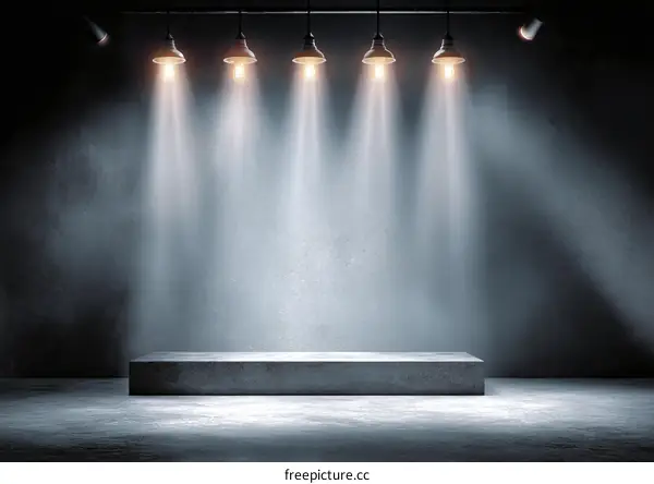 Empty Concrete Display Podium Under Spotlight