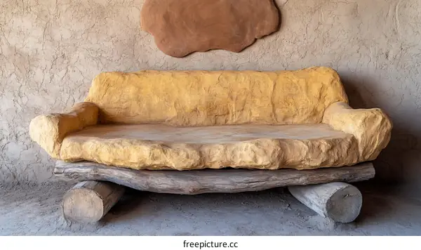 Rustic Stone Sofa in an Earthen Interior