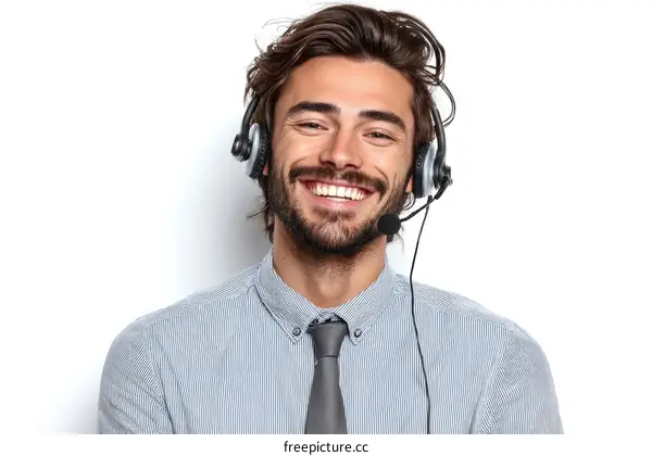 Smiling Caucasian Male Customer Service Representative