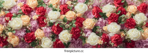 Colorful Artificial Flower Arrangement Background