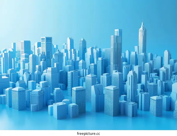 Modern Skyscrapers Reflecting Blue Sky