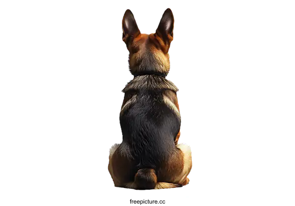 [Transparent Background PNG]German Shepherd Dog Back View Studio Shot