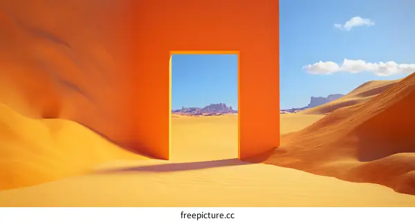 Desert Landscape with Orange Doorway