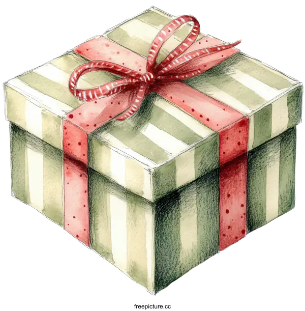[Transparent Background PNG]A Gift Box with a Beautiful Ribbon