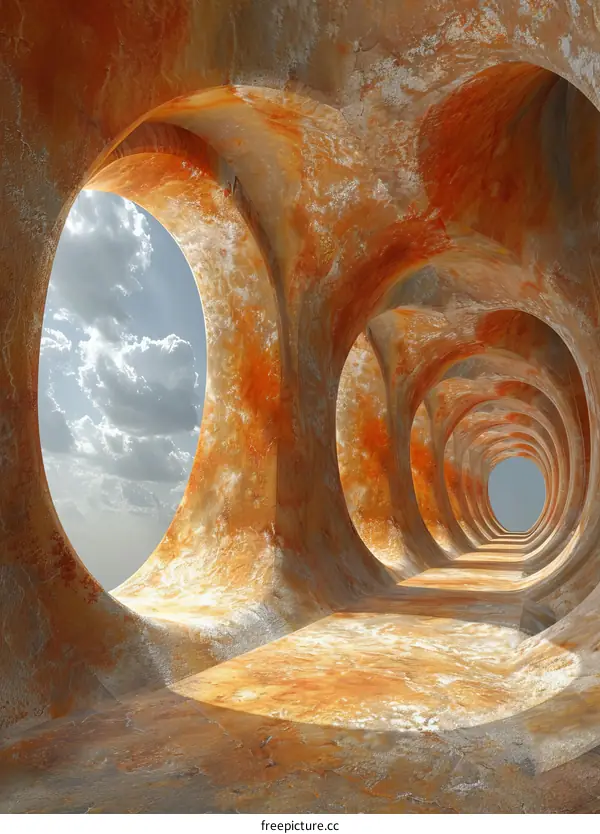 Glowing Blue Portal in Futuristic Tunnel