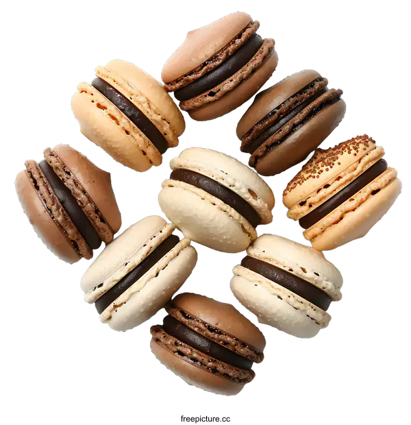 [Transparent Background PNG]An assortment of colorful macarons