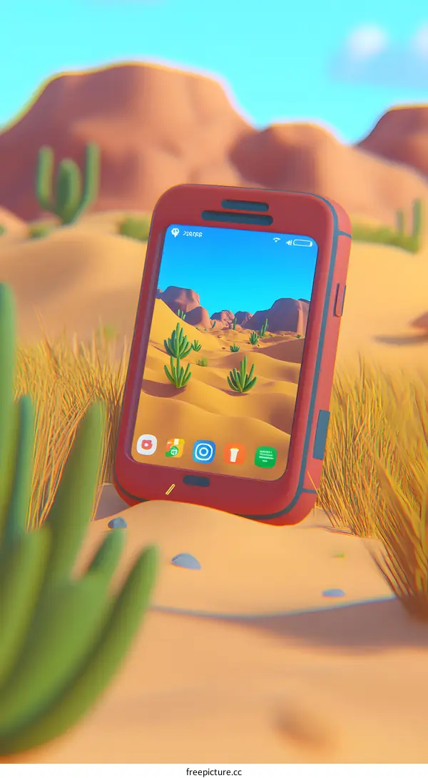 Smartphone Displaying Desert Landscape