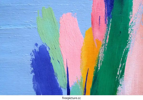 Abstract Colorful Brushstrokes on Canvas