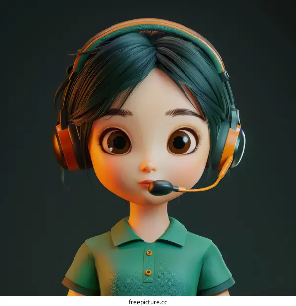 3D illustration of a customer service representative wearing a headset