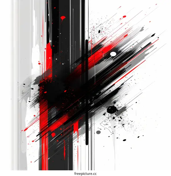 Black red and white abstract painting