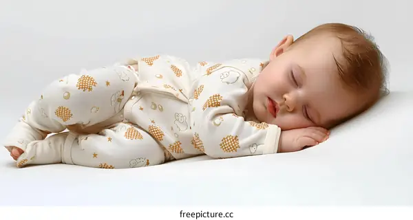 Sleeping Baby on White Background