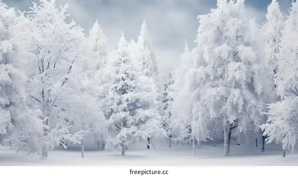 A winter wonderland of snow-covered trees