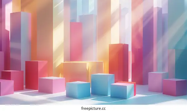 pastel color 3d podiums on pastel color background