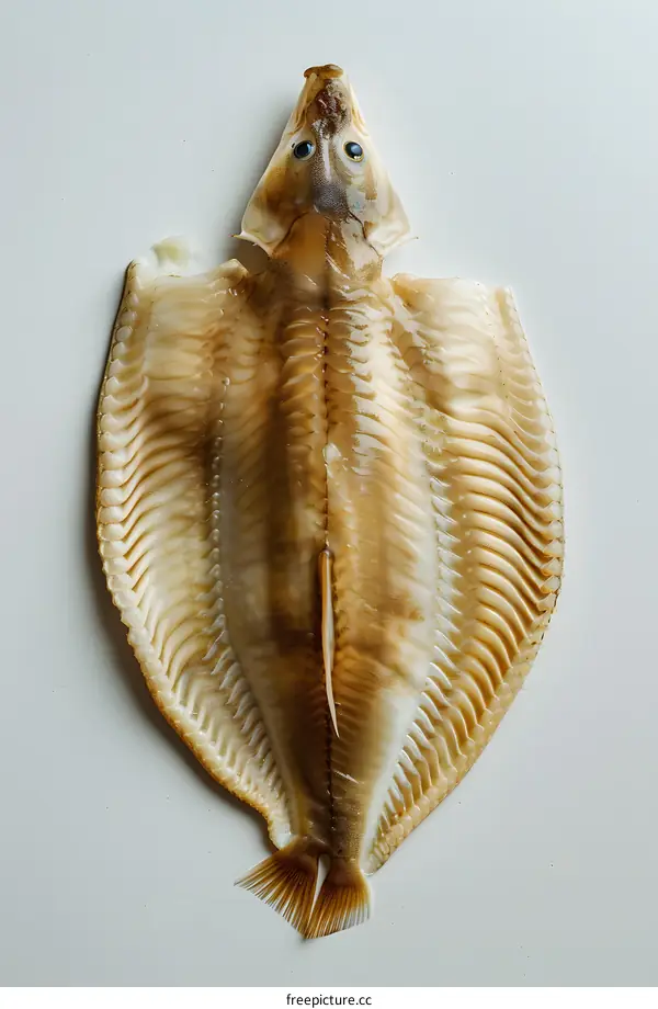 Dried flatfish on white background
