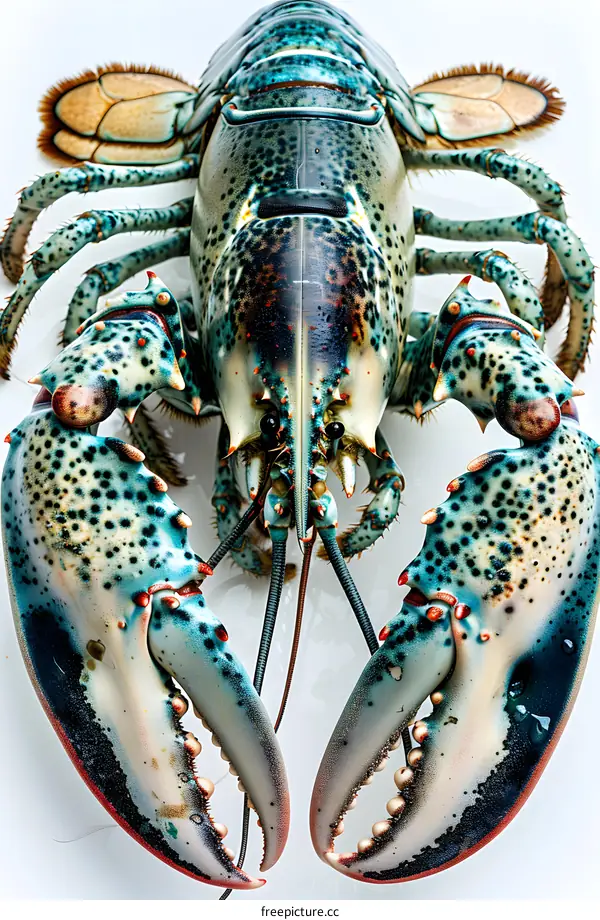 A close-up of a blue lobster
