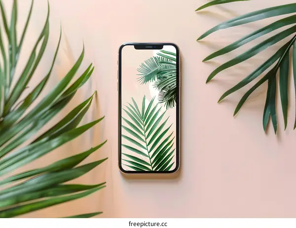 Palm Leaf Phone Screen Minimalist Background