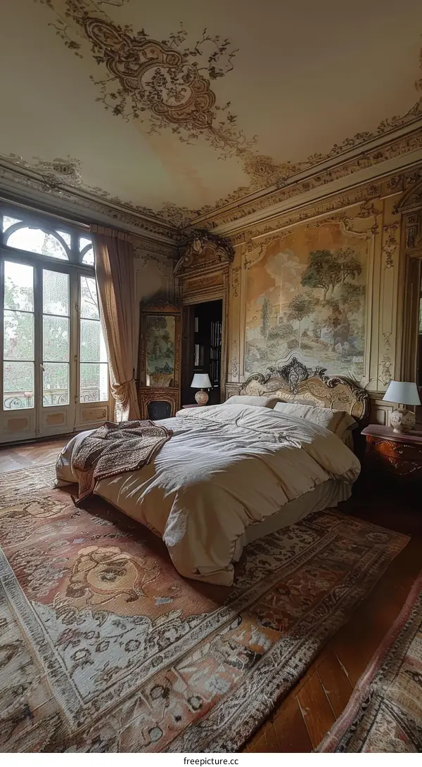 Vintage Bedroom with Ornate Decor
