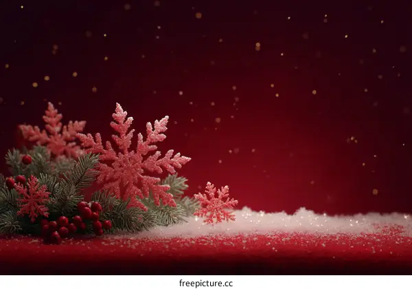 Christmas Decorations on a Red Background
