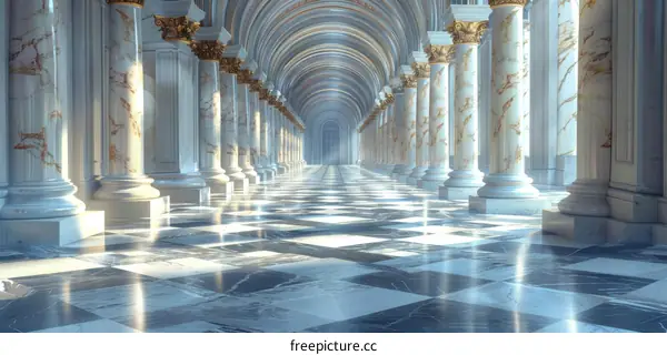 Marble Hallway with Classic Columns