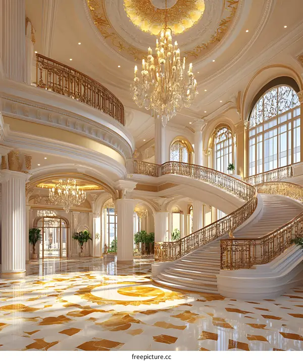 Grand Staircase in a Luxurious Interior Design