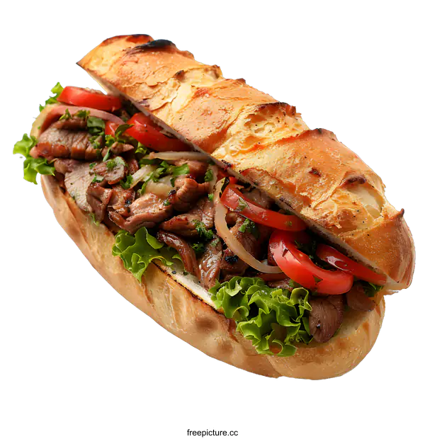 [Transparent Background PNG]Delicious Sub Sandwich With Lettuce and Tomato
