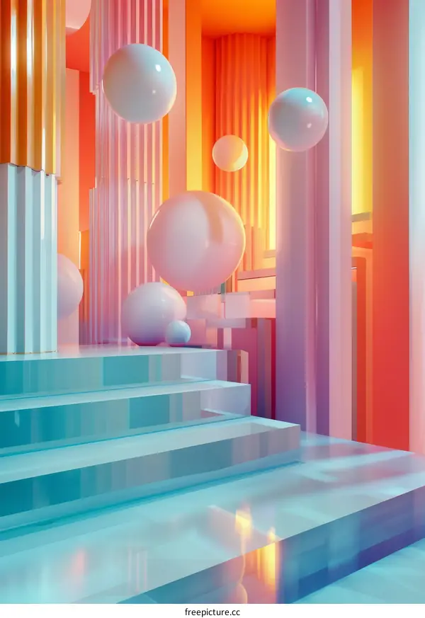 Stairs and Floating Spheres in an Ethereal Space