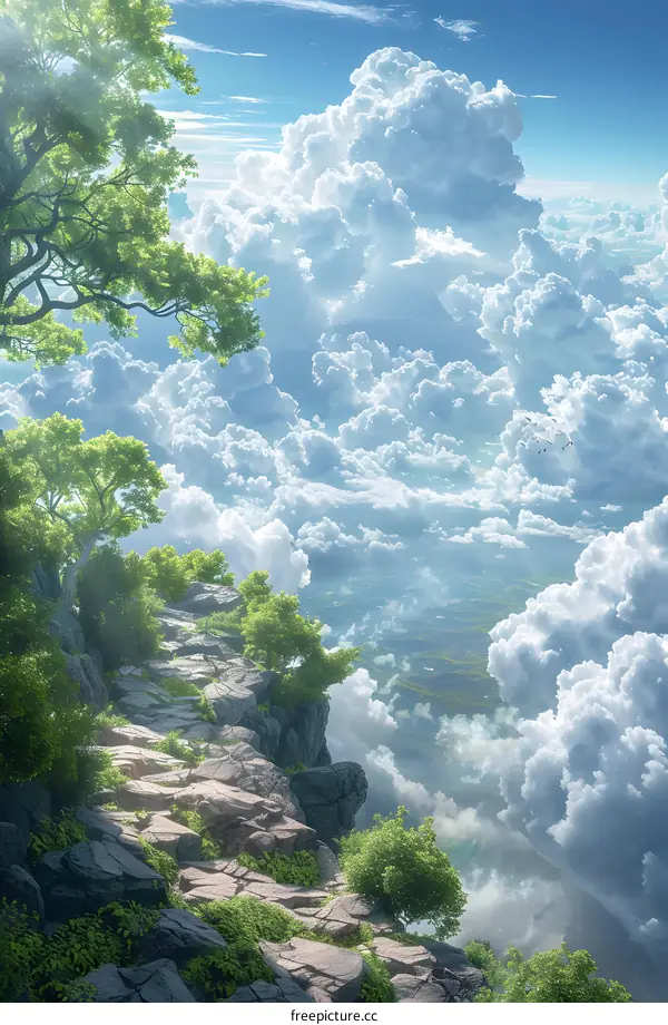 Trees and Sky from the Top of a Mountain