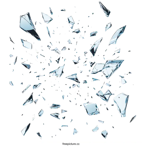 [Transparent Background PNG]Shattered Glass Illustration with Abstract Shapes
