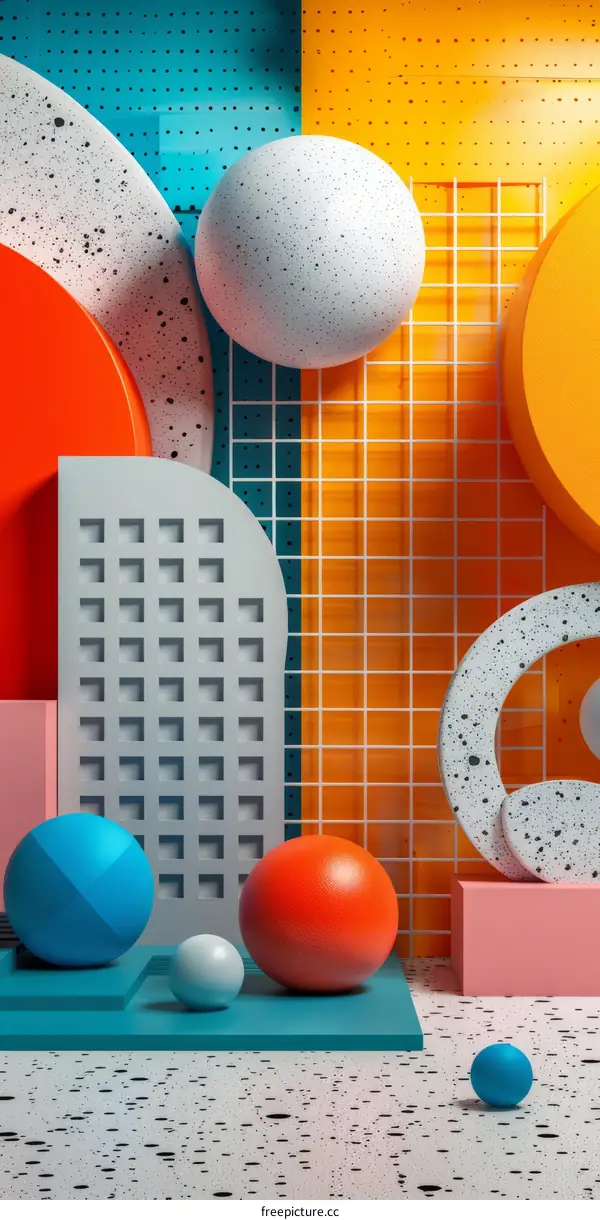 3D rendering of colorful geometric shapes