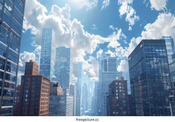 Modern City Skyline with Skyscrapers