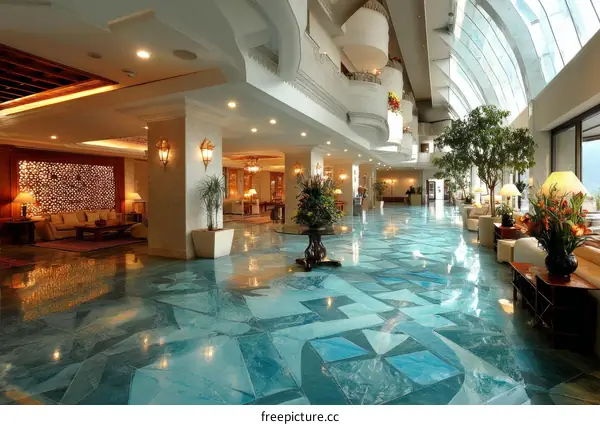 Luxury Hotel Lobby with Diverse People