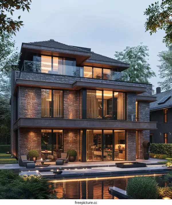 Modern Luxury Brick Villa with Swimming Pool