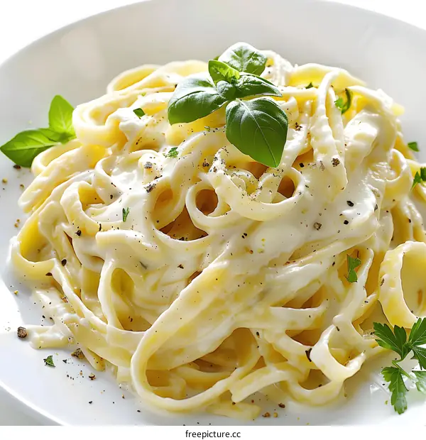 Creamy Fettuccine Alfredo with Basil