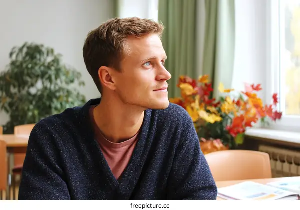 Thoughtful Man Contemplating Near Window