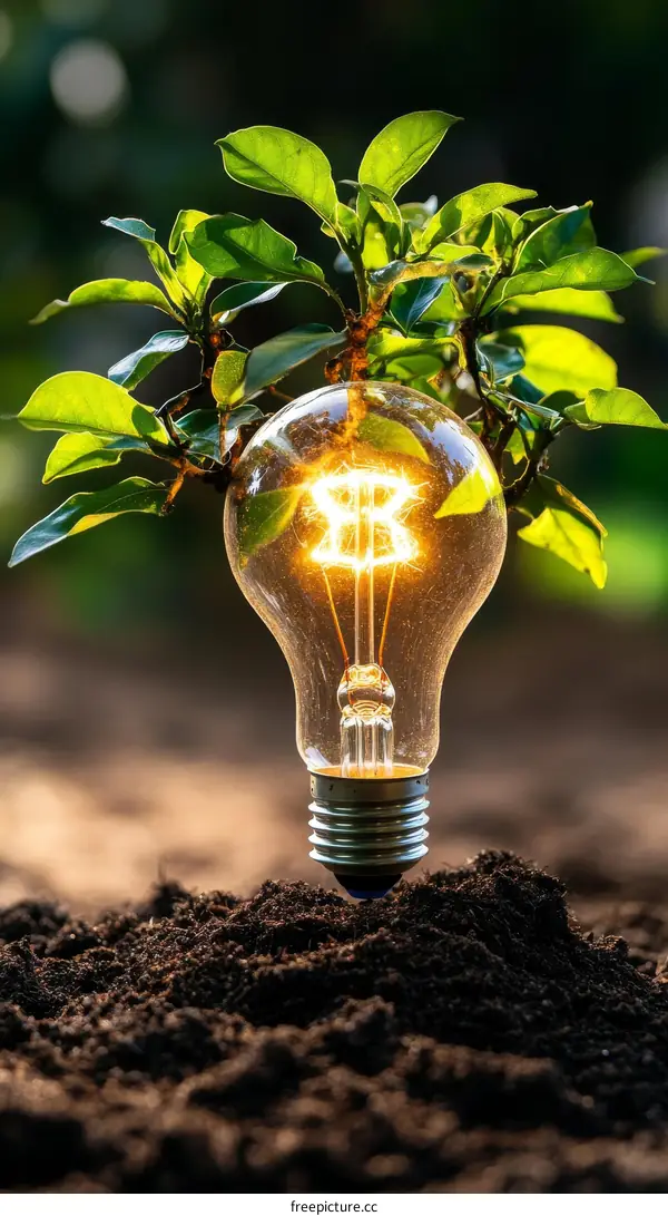 Sustainable Energy Innovation Light Bulb Growing