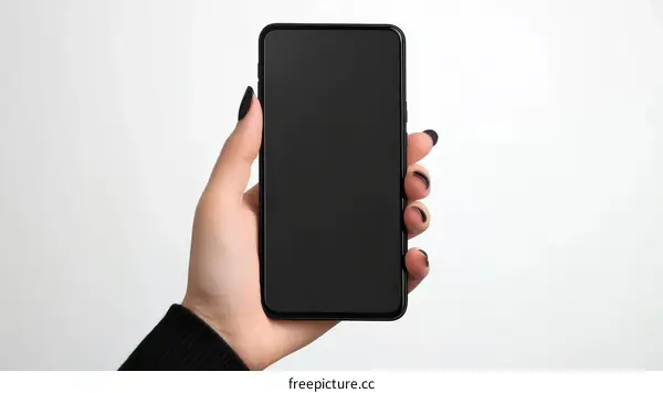 Woman Hand Holding a Blank Smartphone