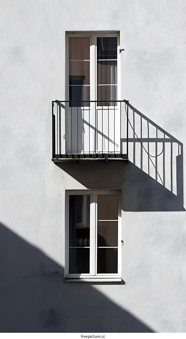 White Wall with Windows and a Balcony